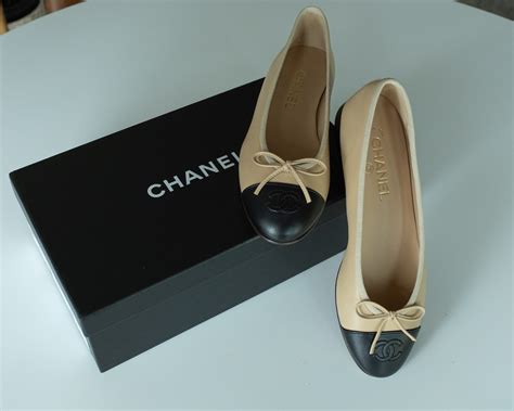 chanel style ballet flats|Chanel two tone ballet flats.